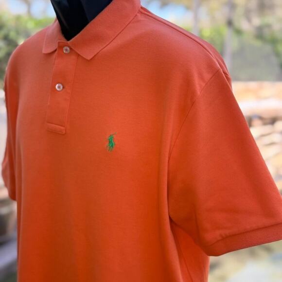 Polo Ralph Lauren Men’s Orange Polo Shirt | Size Large | 100% Cotton Classic Fit - Picture 2 of 7